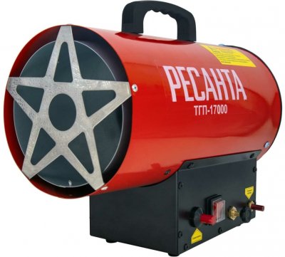 Пушка тепловая газовая РЕСАНТА ТГП-17000 (17кВт; 450м3​/​ч; 1, 23кг​/​ч; 4, 48кг) (67​/​1​/​39)