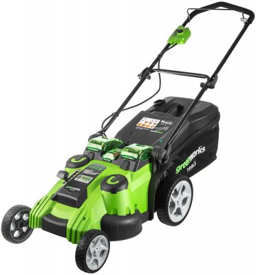 Акк газонокосилка GREENWORKS G40LM49DBK TWIN FORCE (40В; без АКБ и ЗУ; 49cм; 35-85мм; 19, 3кг) (25002