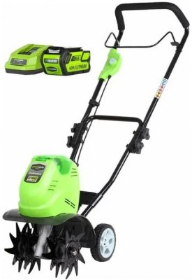 Культиватор аккумуляторный GREENWORKS G40TL (40В; 1 АКБ; 4, 0Ач; 1вп​/​0н; шир 26см; 13, 3кг) (27087VB)