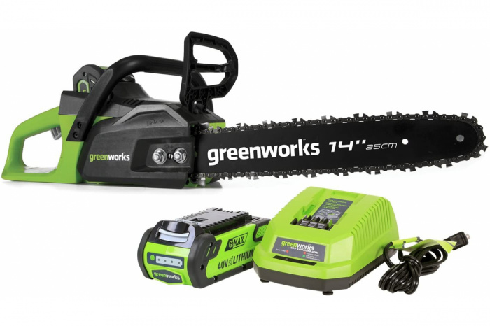 Акк. пила цепная GREENWORKS GD40CS15K4 (40В; 1 АКБ; 4, 0Ач; шина 14