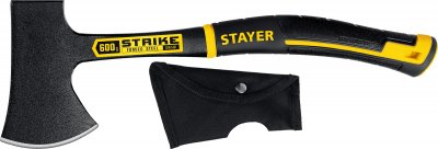 Топор туристический 600г обрезиненная рукоятка STAYER STRIKE цельнокованый (2065-06)