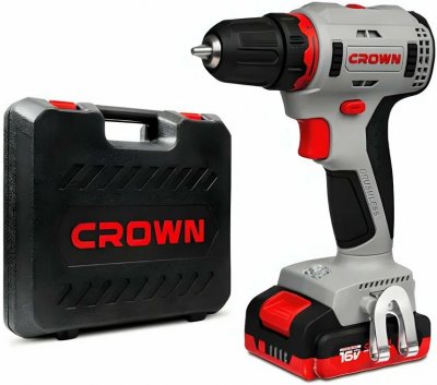 Акк шуруповерт CROWN CT21092H-2 BMC BL бесщ (16В; 2 АКБ; 2, 0Ач; 50Нм; 1, 2кг; кейс)