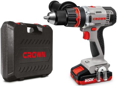 Акк дрель-шуруповерт CROWN CT21076HMX-2 BMC (20В; 2 АКБ; 2, 0Ач; 60Нм; 1, 56кг; кейс)