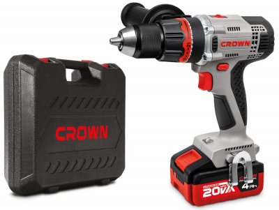 Акк дрель-шуруповерт CROWN CT21076HMX-4 BMC (20В; 2 АКБ; 4, 0Ач; 60Нм; 1, 82кг; кейс)