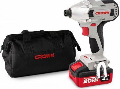 Акк винтоверт ударный CROWN CT22021HX-4 TB бесщ (20В; 2 АКБ; 4, 0Ач; 320Нм; 1, 79кг)