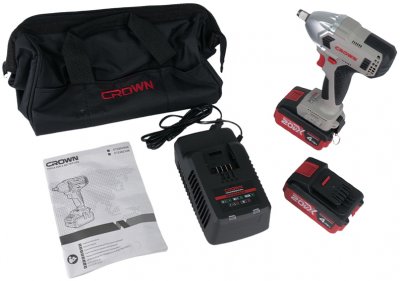 Акк. гайковерт CROWN CT22015HX-4 TB (20В; 2 АКБ; 4, 0Ач; 1​/​2″; 320Нм; 1, 8кг +кейс)