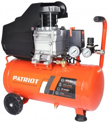 Компрессор масляный PATRIOT EURO 24-240 K2+KIT 5C (1500Вт; 24л; 240л​/​мин; 8бар; 18, 1кг) (525302118)