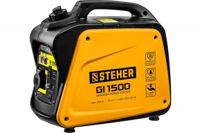 Генератор бензиновый инверторный STEHER GI-1500 (220в; 1-1, 2кВт; бак 3л; 13кг) (GI-1500) КМС01