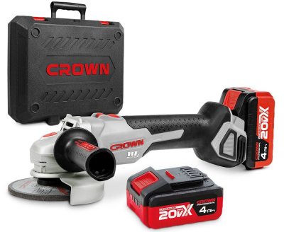 Акк. УШМ CROWN CT23001-125HX-4 BMC (125мм; 20В; 2 АКБ; 4, 0Ач; 2, 51кг)