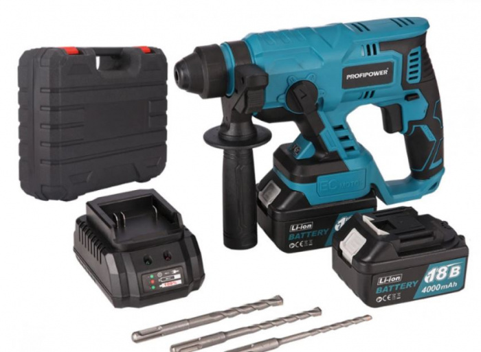 Акк перфоратор PROFIPOWER MKDHR-18V (18В; 2х4, 0Ач; 2Дж) (T0058)