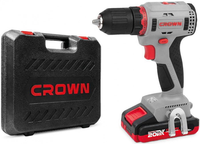 Акк дрель-шуруповерт CROWN CT21091HX-2 BMC бесщ (20В; 2 АКБ; 2, 0Ач; 55Нм; кейс)