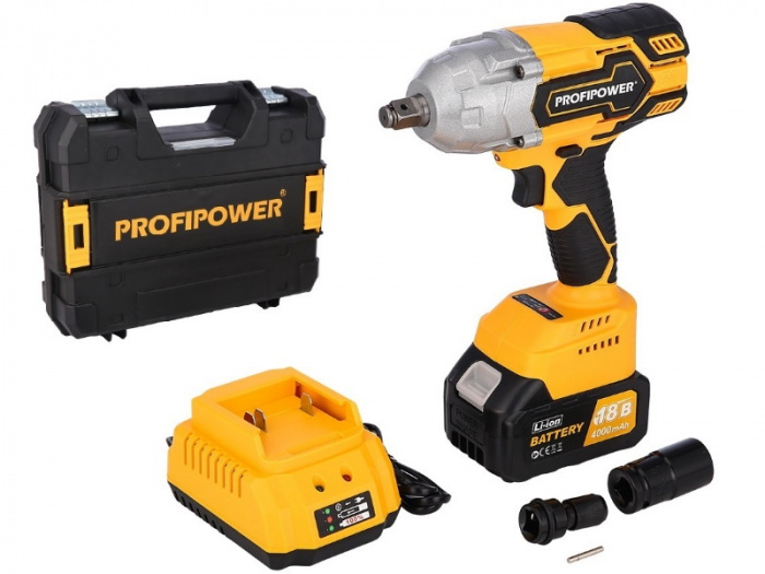 Акк. гайковерт PROFIPOWER DWDTW-18V (18В; 1 АКБ; 4, 0Ач; 1​/​2″; 600Нм; 3кг +кейс) (E0105)