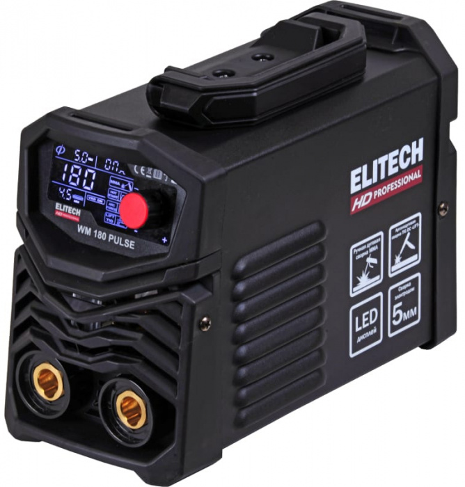 Сварочный инвертор ELITECH HD WM 180 PULSE (MMA+TIG; 5, 58кВт; 10-180А; электрод 5, 0мм; 3, 5кг) (20446