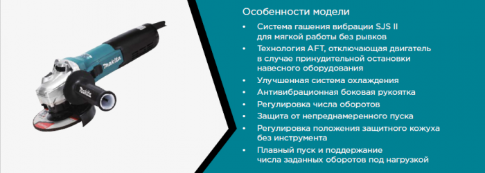 УШМ MAKITA GA5090X01 (125мм; 1900Вт; 2800-11500об​/​мин; 2, 7кг)