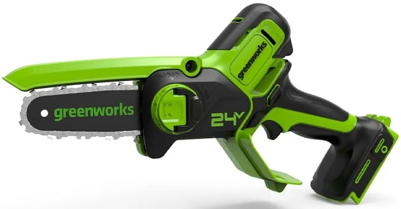 Акк пила цепная GREENWORKS G24MCS10 (24В; без АКБ и ЗУ; шина 4"-10см; 1/4-1,1-26) (2008207) от магазина Инструмент маркет