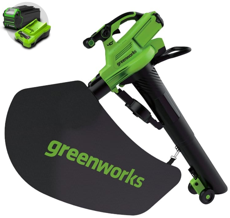 Акк воздуходувка измельчитель GREENWORKS GD40BVIIK5 (40В; 1 АКБ; 5Ач; 860м3/ч;) (2406907UG) от магазина Инструмент маркет