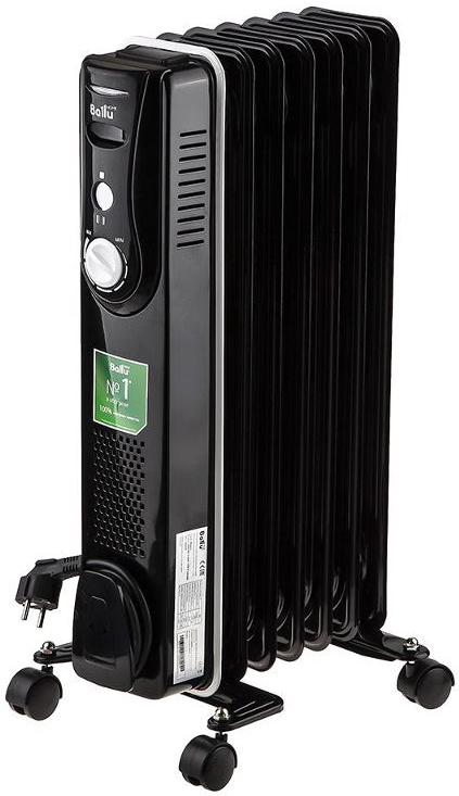 Радиатор масляный BALLU MODERN BOH/MD-07BBN 1500 черный (1500Вт; 7 секций; 20м2; 5,4кг) (НС-1071478) от магазина Инструмент маркет