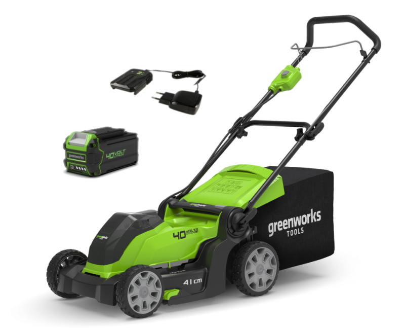 Акк газонокосилка GREENWORKS G40LM41K4 (40В; 1 АКБ; 4Ач; 41cм; 25-80мм; 18кг) (2504707VB) от магазина Инструмент маркет