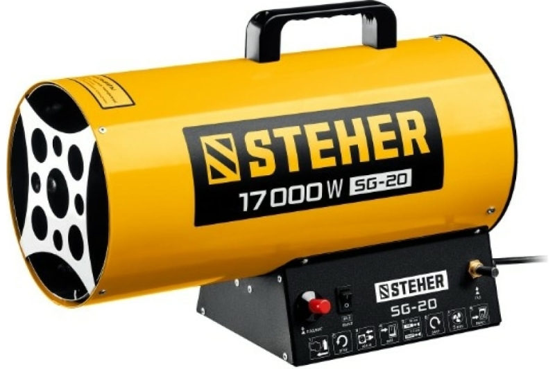 Пушка тепловая газовая STEHER SG-20 (220В; 17кВт; 400м3/ч; 1,3кг/ч; 3,8кг) КМС01 от магазина Инструмент маркет